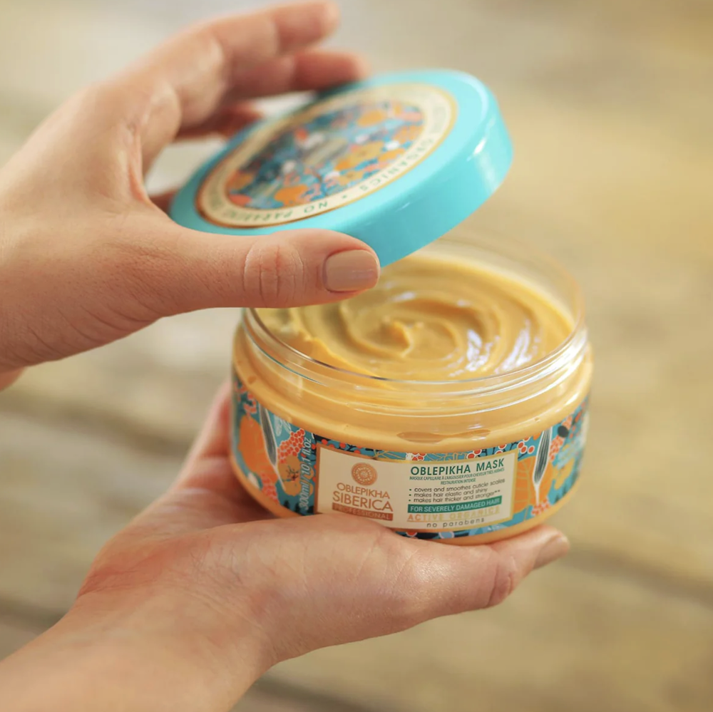 Máscara capilar oblepikha - Cabello débil y dañado